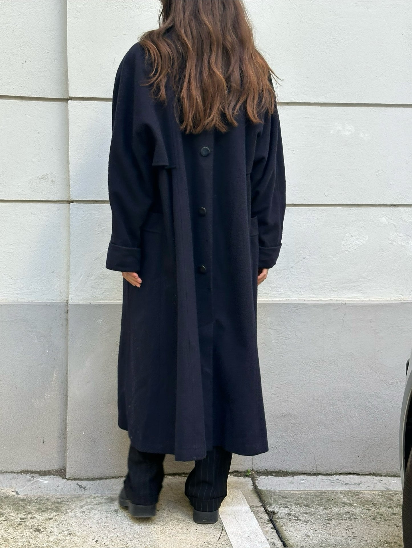 Vintage Wool Button Back Large Lapel Coat L