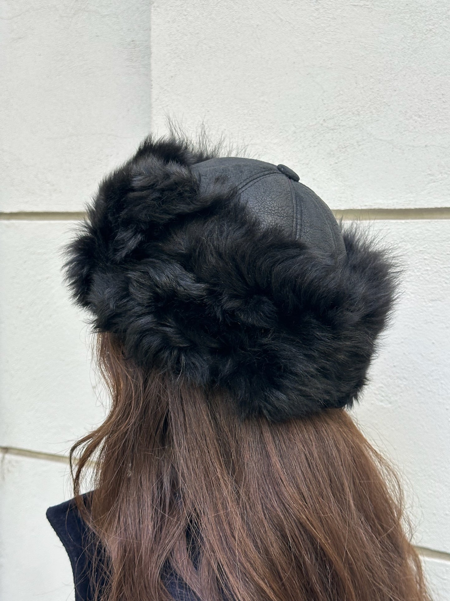 Vintage Black Shearling Hat