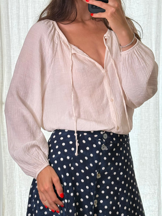 White Cream Boho Blouse M