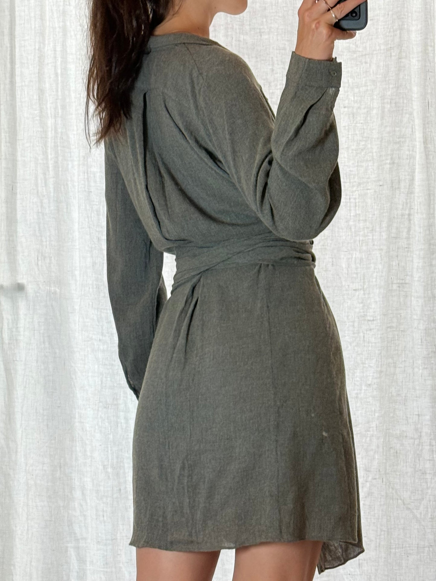 Venessa Bruno Gray Wool Blend Wrap Dress M