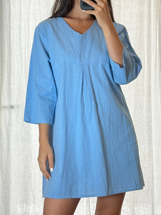 Light Blue Simple Cotton Dress M