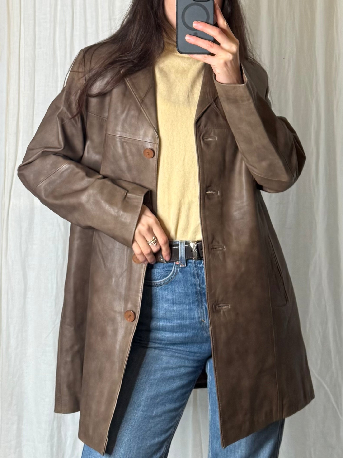 Vintage 100% Genuine Leather Taupe Jacket M/L