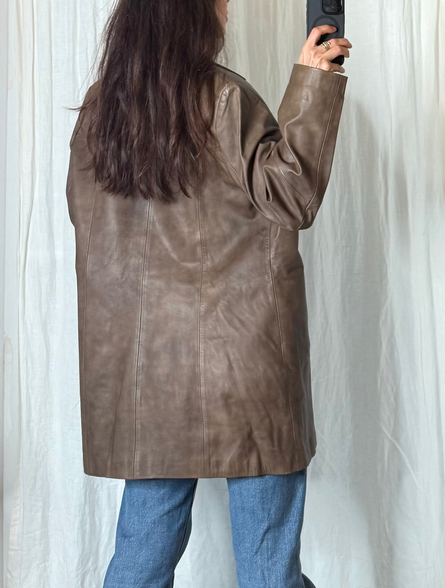 Vintage 100% Genuine Leather Taupe Jacket M/L