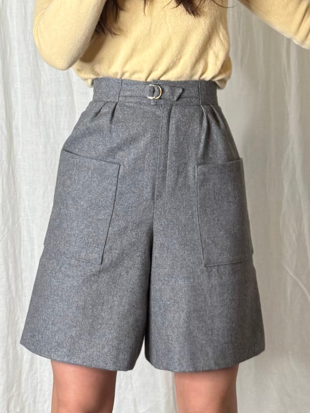 Vintage Wool Blend Gray High Waisted Bermuda Shorts XXS/XS EU 32/34