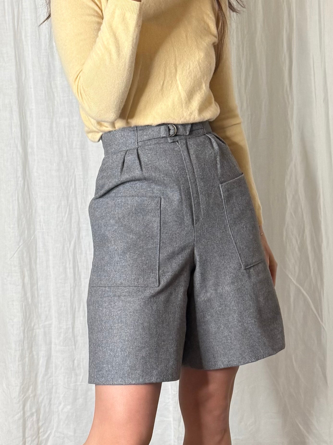 Vintage Wool Blend Gray High Waisted Bermuda Shorts XXS/XS EU 32/34