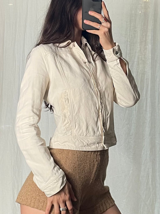 Vintage 100% Hemp Gianfranco Ferre Cream Short Jacket XS/S