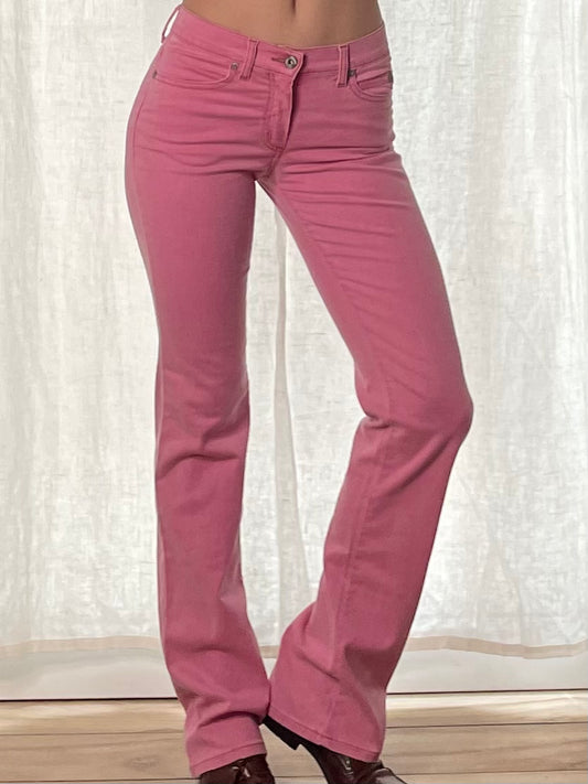 Vintage 100% Cotton Extra Long Pink Denim Jeans XS EU 32