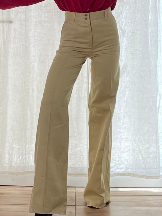 Vintage 100% Cotton Extra Long High Waisted Trousers S EU 34/36