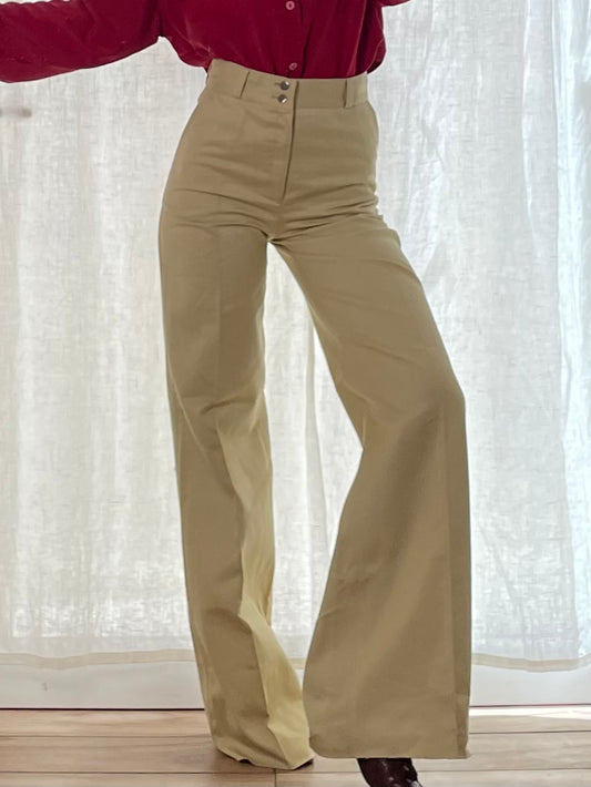 Vintage 100% Cotton Extra Long High Waisted Trousers S EU 34/36