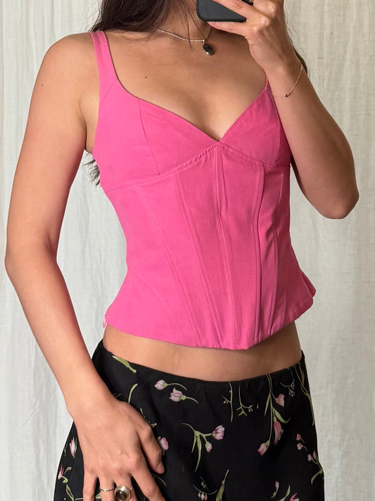 Vintage Bubble Gum Pink Structured Tank Top S