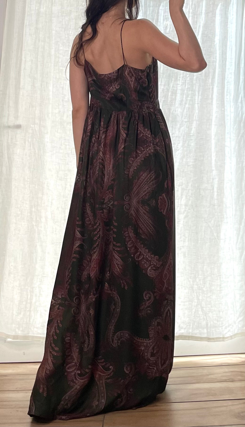 100% Silk Paisley Maxi Dress M