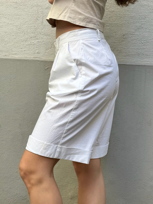 Vintage White Cotton Bermuda Shorts S