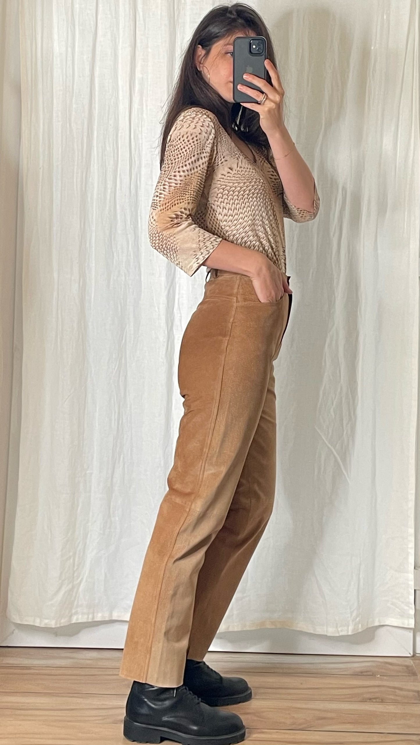 Vintage 100% Leather Brown Pants / 90's High Rise Chocolate Brown Suede  Trousers -  Norway