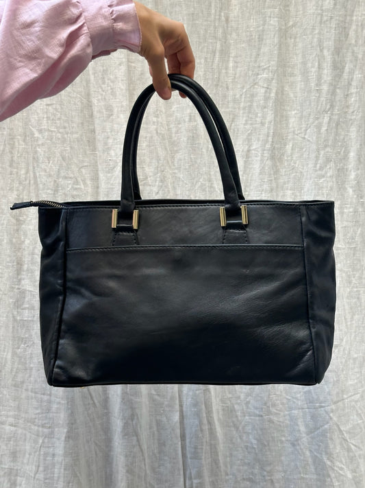 Vintage 100% Genuine Leather Black Handbag M