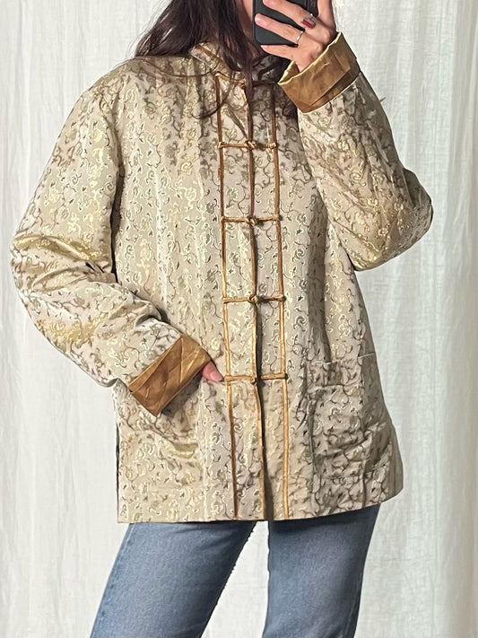 Vintage Asian/Oriental Beige & Gold Jacket M/L