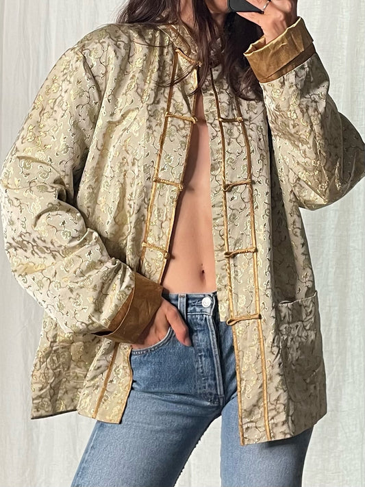 Vintage Asian/Oriental Beige & Gold Jacket M/L