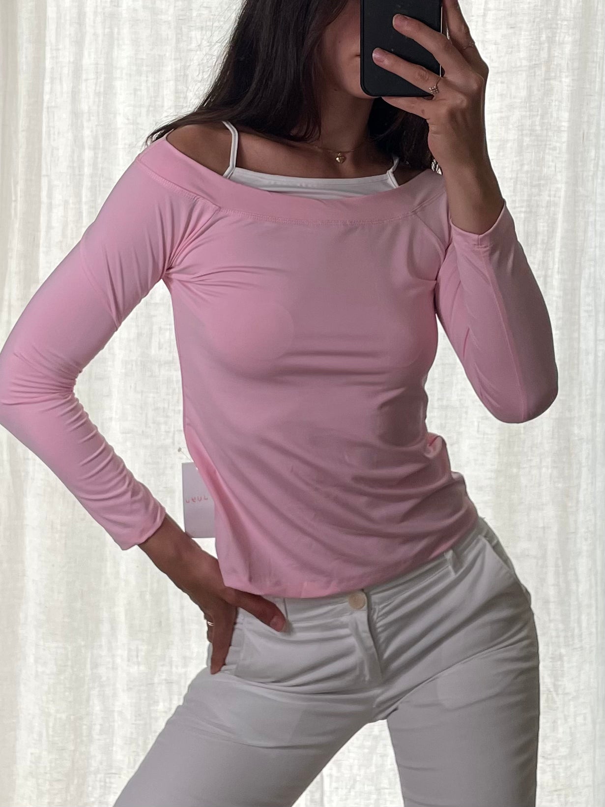 Vintage Y2K Baby Pink Long Sleeve Shirt S