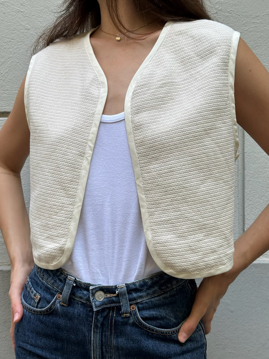 Vintage Cream Cotton Gilet/Vest S/M