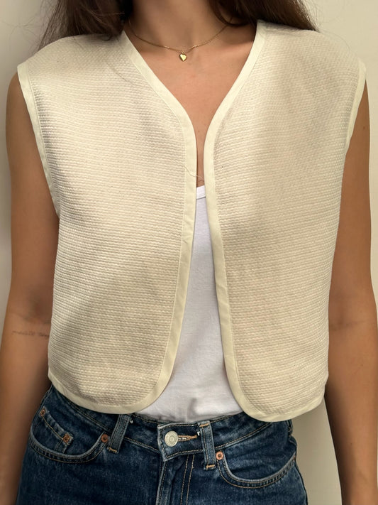 Vintage Cream Cotton Gilet/Vest S/M