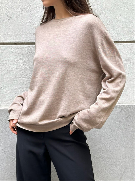 Vintage KENZO Homme Merino Wool Light Taupe Long Sleeve Knit L
