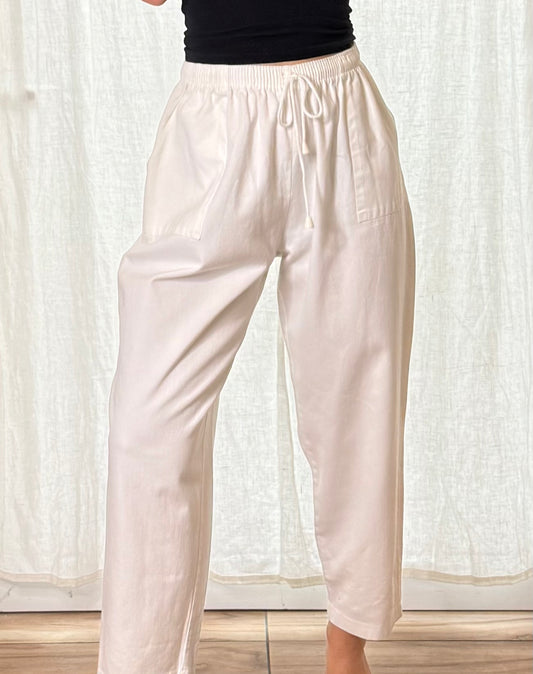Vintage 100% Cotton White Drawstring Trousers S/M