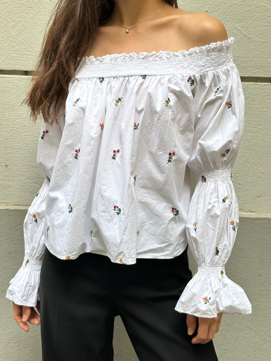 Cotton Off The Shoulder Romantic Blouse S