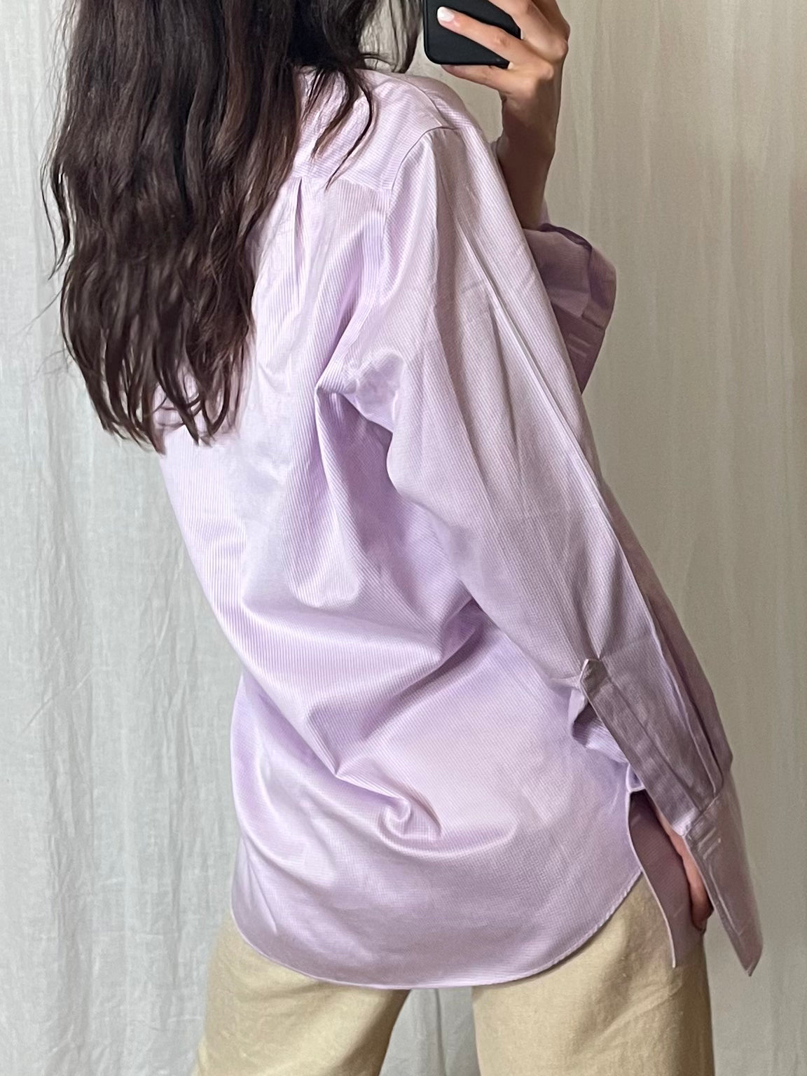 Vintage 100% Cotton Lavender Stripe Button Down Shirt M/L