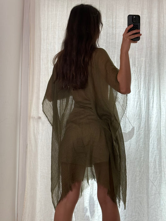 Cotton Gauze Sheer Flowy Tunic Dress/Top One Size