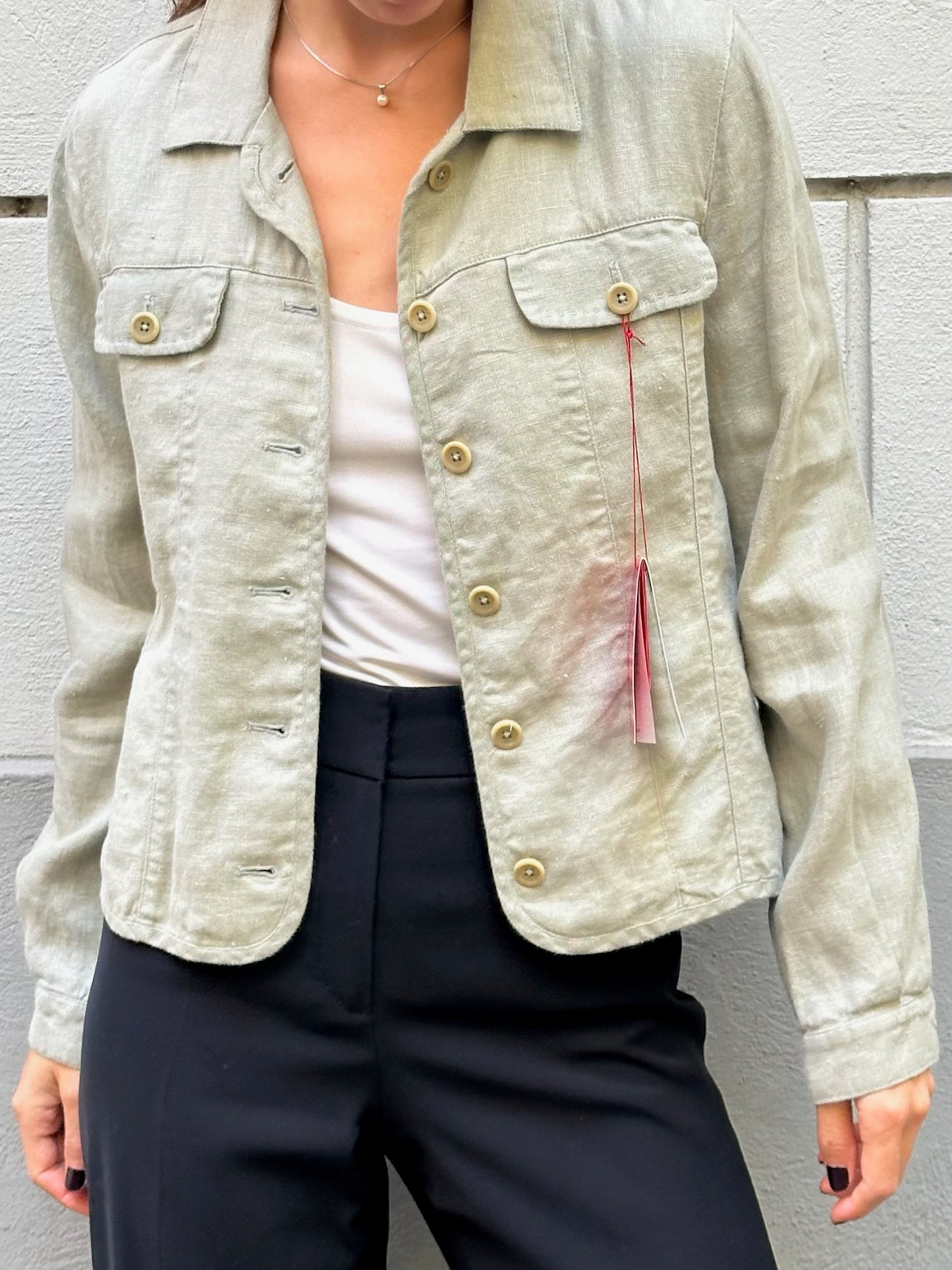 Vintage Linen/Cotton Light Sage Jacket S