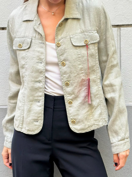 Vintage Linen/Cotton Light Sage Jacket S