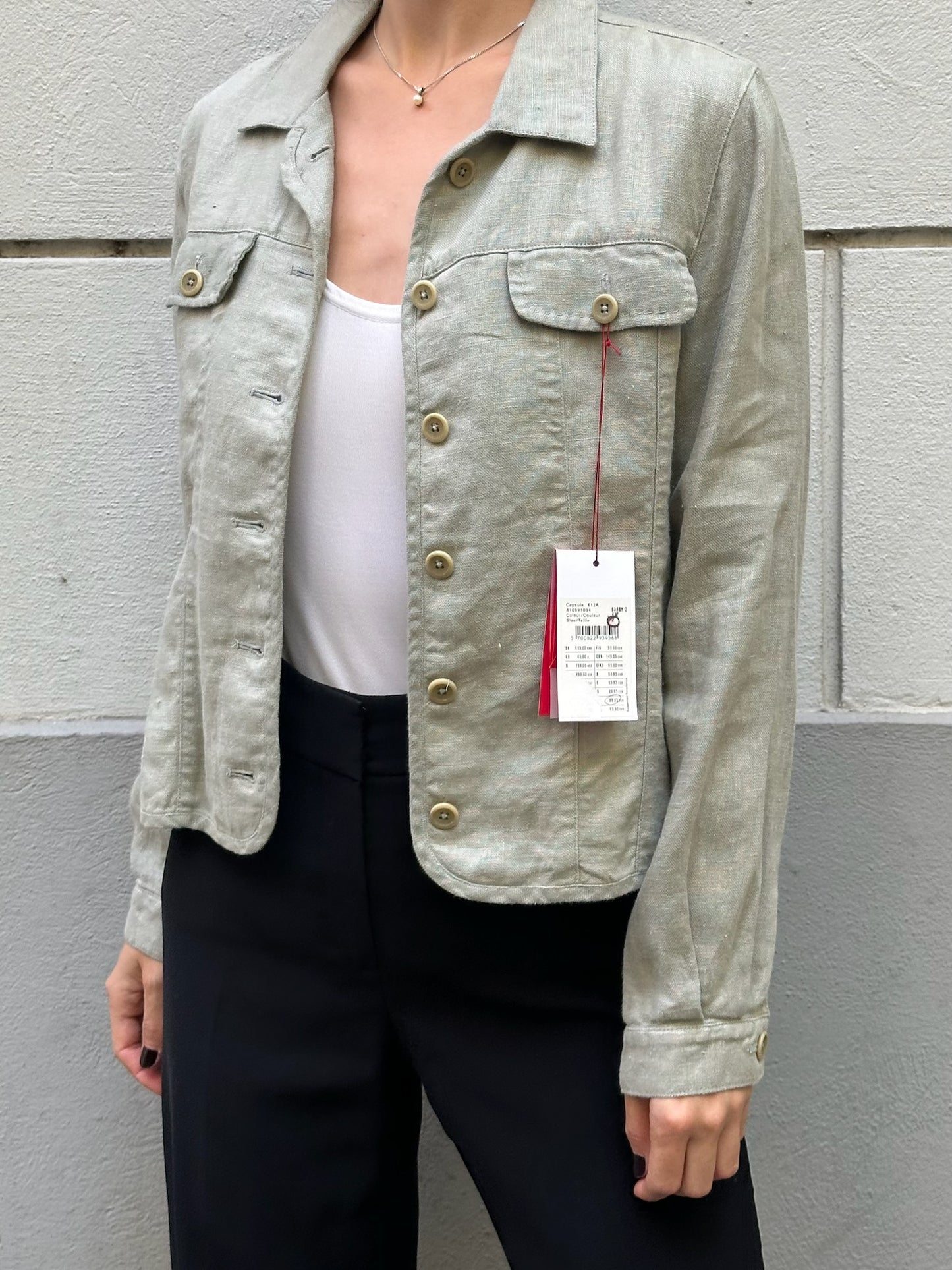 Vintage Linen/Cotton Light Sage Jacket S