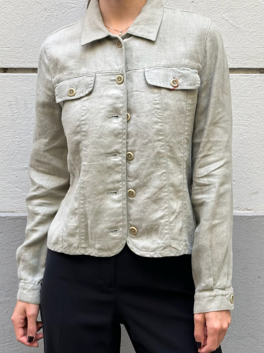 Vintage Linen/Cotton Light Sage Jacket S