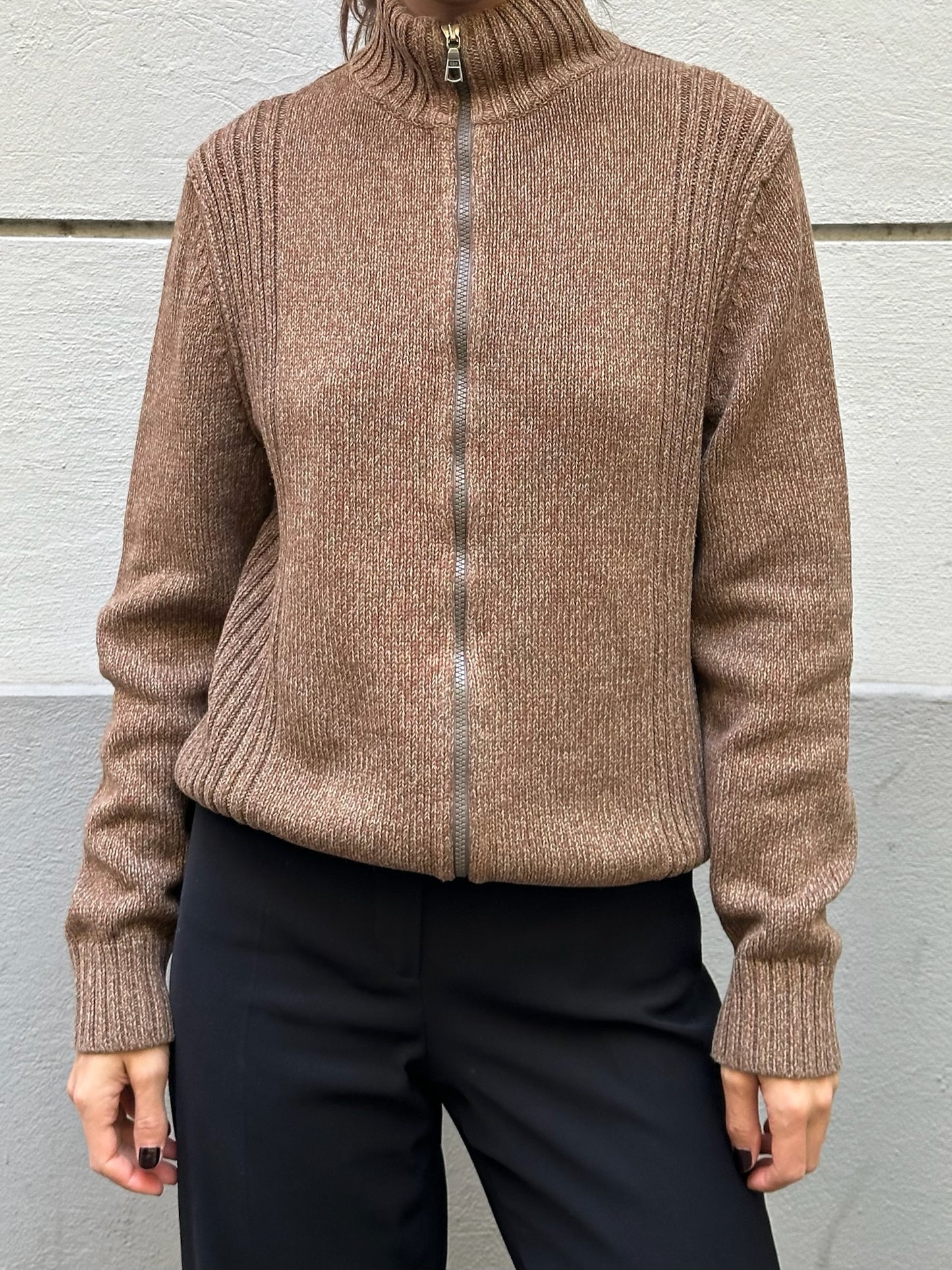 Vintage GAP 100% Cotton Brown Zip Up Sweater M