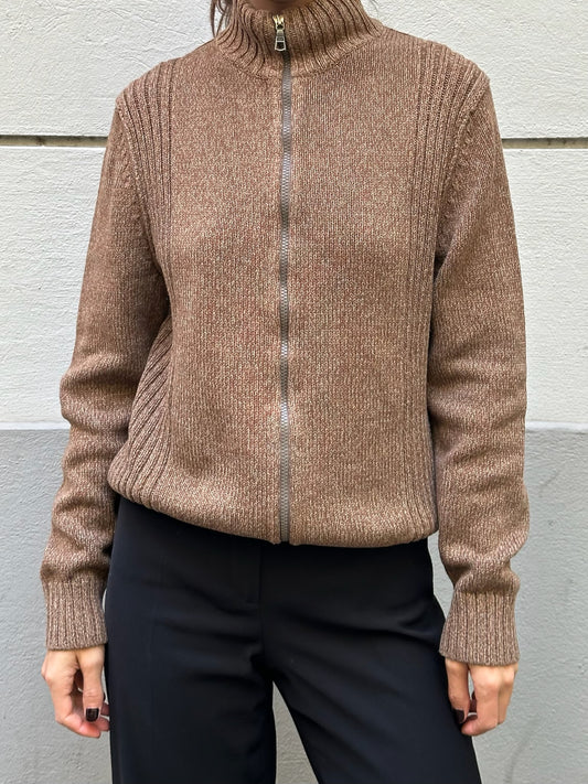 Vintage GAP 100% Cotton Brown Zip Up Sweater M