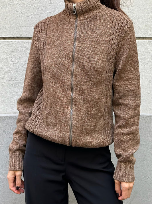 Vintage GAP 100% Cotton Brown Zip Up Sweater M