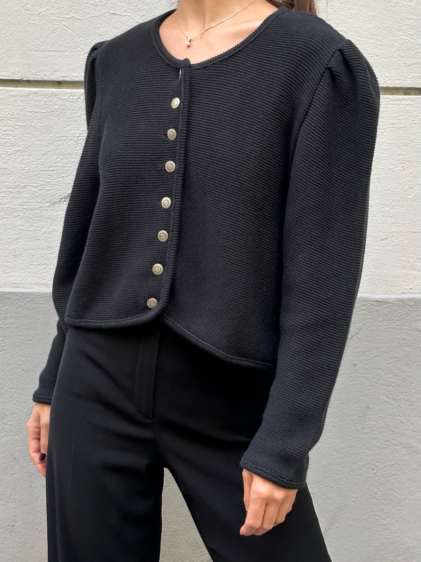 Vintage Cotton Blend Traditional Austrian Black Cardigan M/L