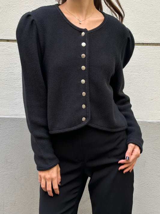 Vintage Cotton Blend Traditional Austrian Black Cardigan M/L