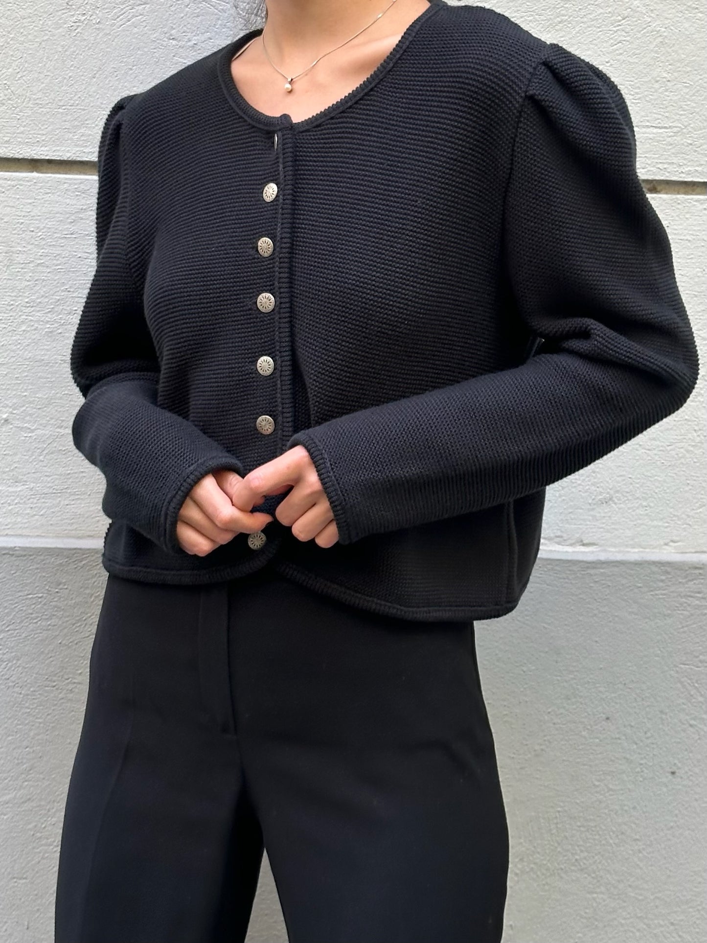 Vintage Cotton Blend Traditional Austrian Black Cardigan M/L