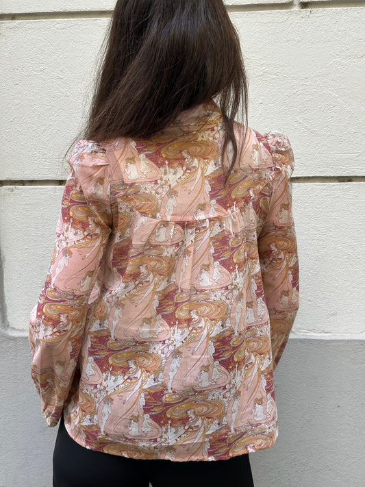 Vintage Floral Button Down Long Sleeve Shirt S