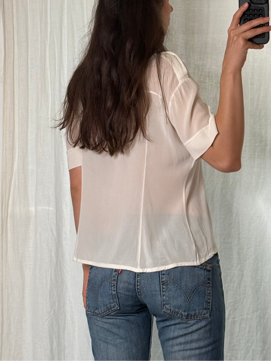 Patrizia Pepe 100% Viscose White Button Down Top S/M