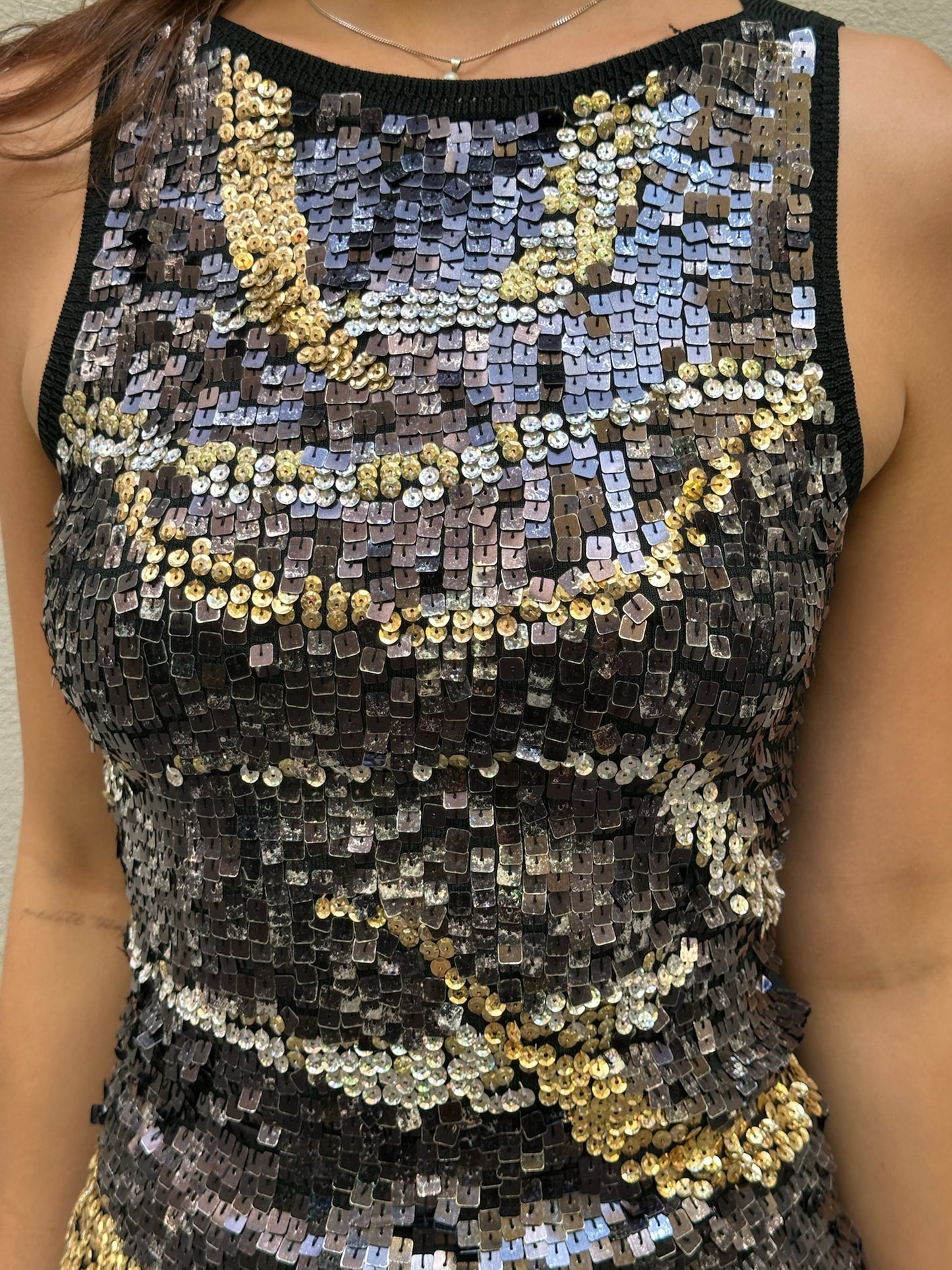 Vintage Y2K Rene Derhy Sequin Black Top S