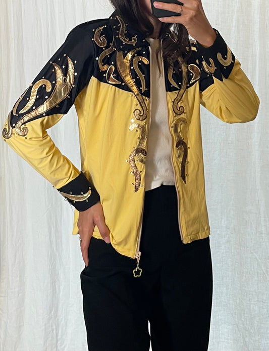 Vintage Yellow Black & Gold 80's Funky Jacket S