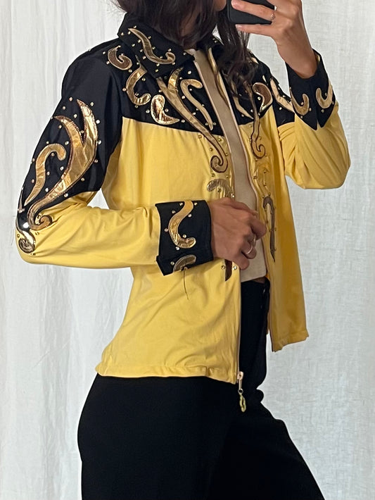 Vintage Yellow Black & Gold 80's Funky Jacket S