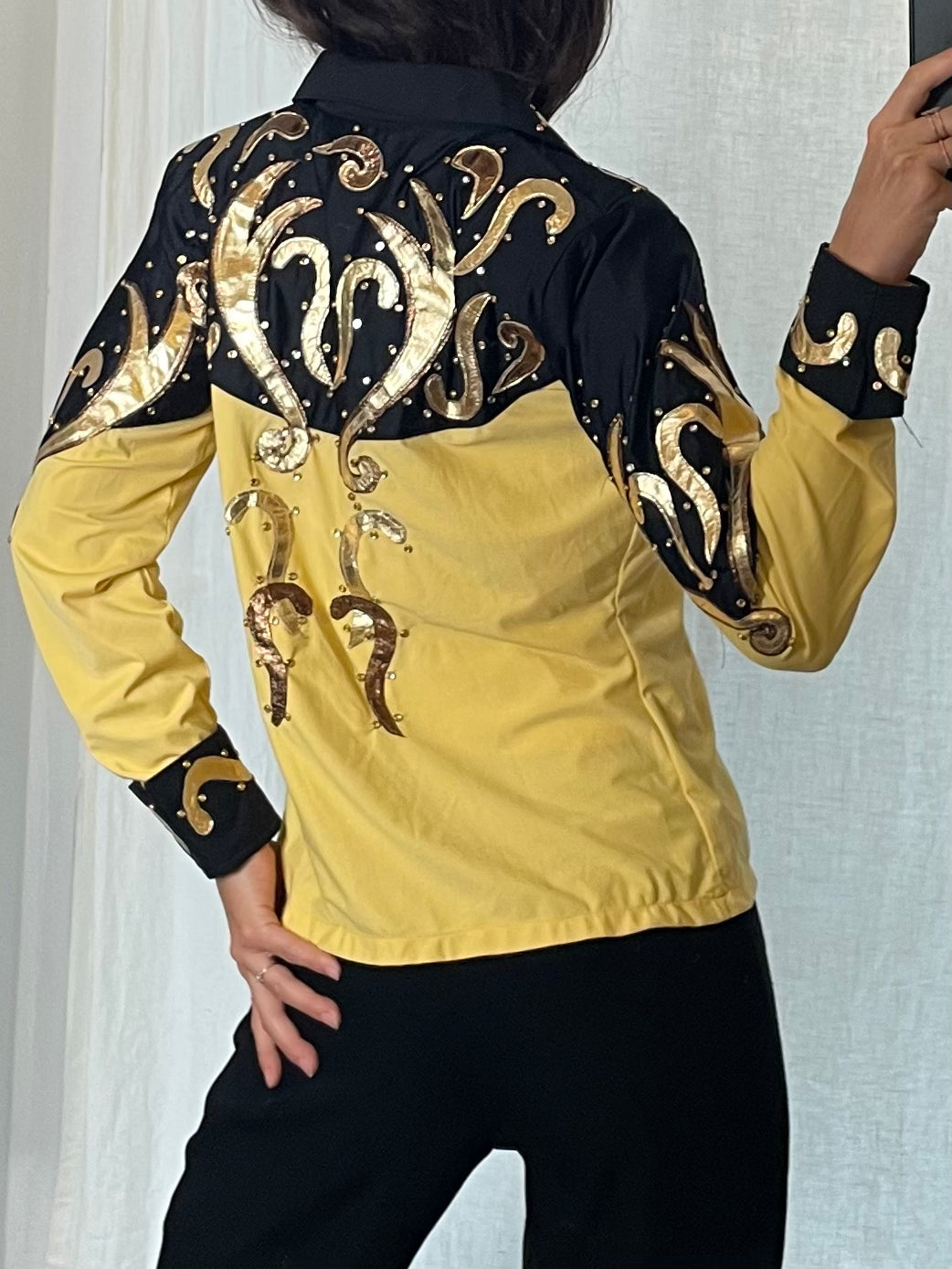 Vintage Yellow Black & Gold 80's Funky Jacket S