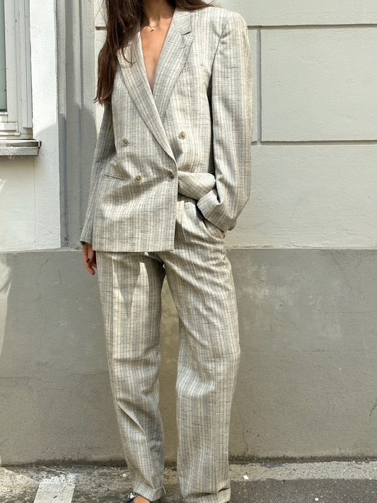 Vintage 2-Piece Wool Blend Blazer & Trousers Set L