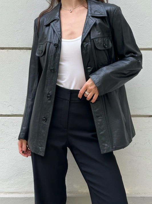 Vintage 100% Genuine Leather Black Jacket M