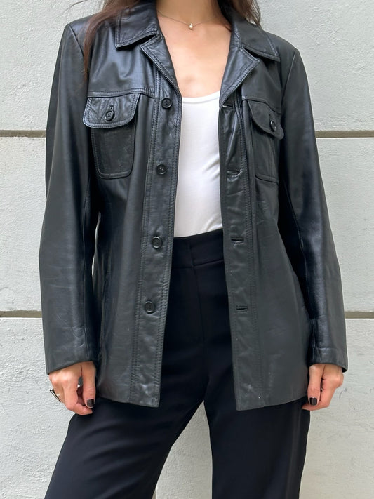 Vintage 100% Genuine Leather Black Jacket M