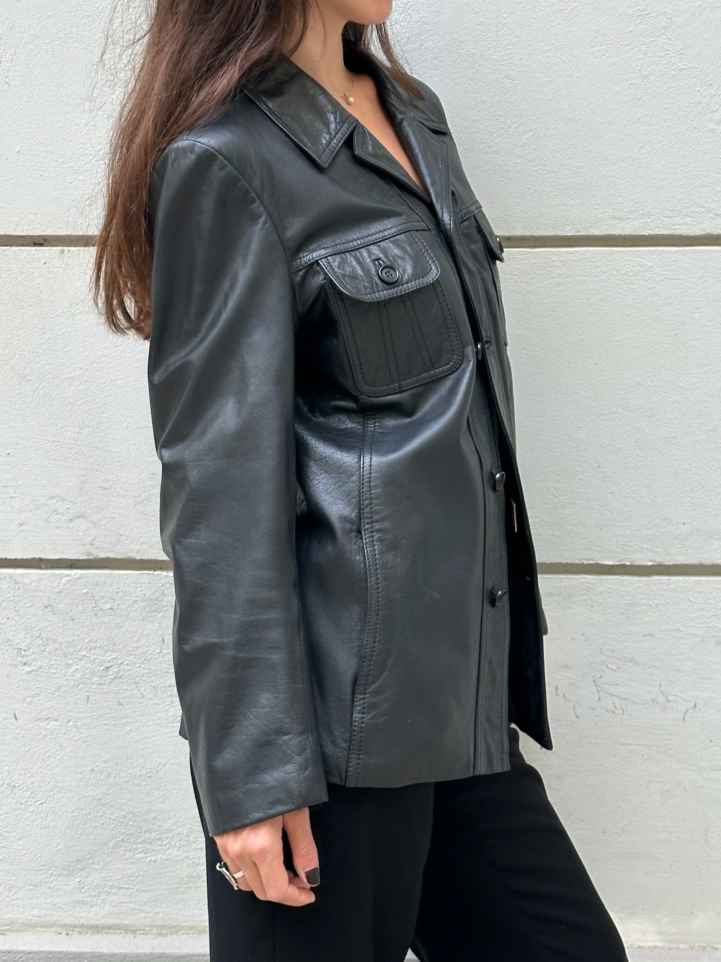 Vintage 100% Genuine Leather Black Jacket M