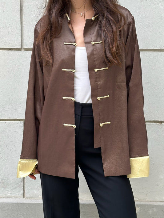 Vintage Asian/Oriental Brown & Tan Jacket M/L