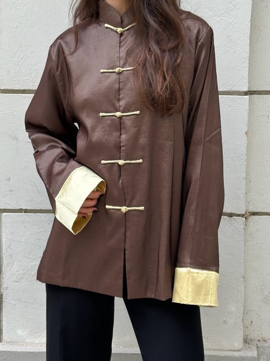 Vintage Asian/Oriental Brown & Tan Jacket M/L